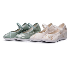 Women's Height Increasing Insole Round Toe Old Cloth Canvas Shoes Newgew