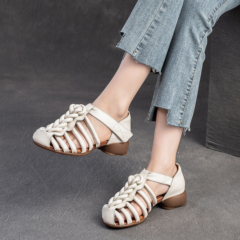 Women Retro Plaited Leather Summer Casual Sandals Newgew Shoes