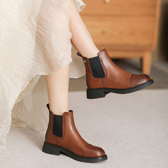 Women Retro Minimalist Leather Casual Boots Newgew Shoes