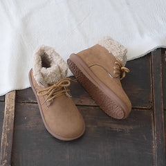 Women Retro Minimalist Suede Flat Snow Boots Newgew Shoes