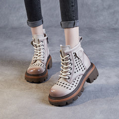 Women Minimalist Hollow Leather Boots Newgew Shoes