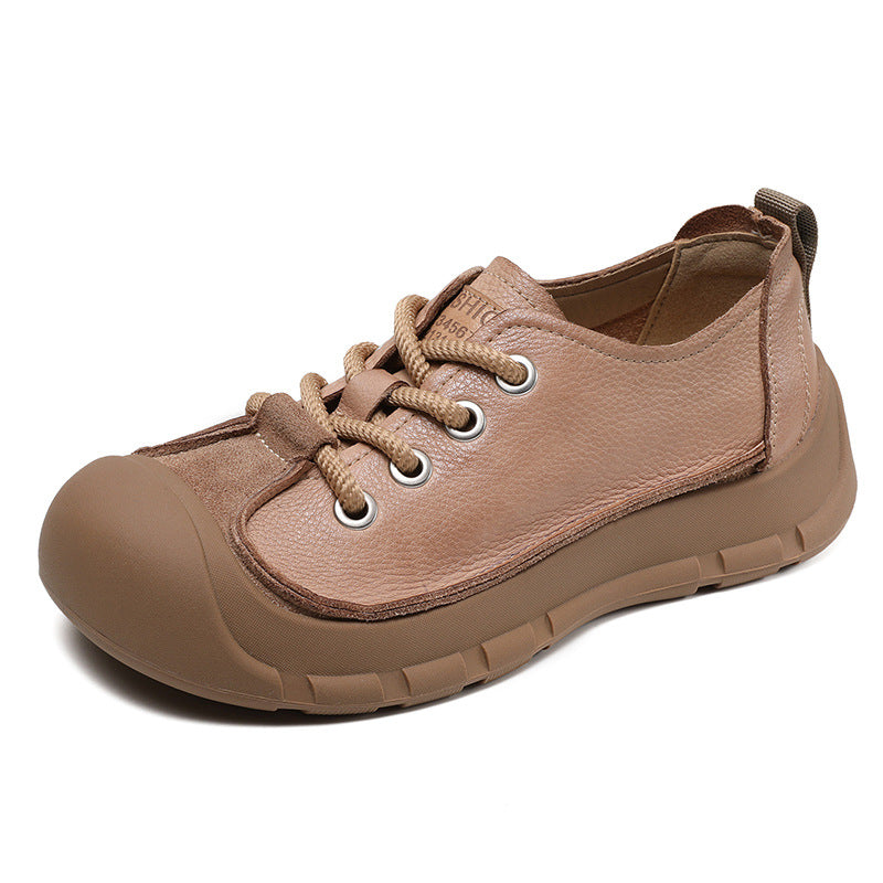 Women Retro Leather Soft Flat Casual Shoes Newgew Shoes
