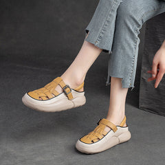 Women Handcraft Plaited Leather Soft Summer Sandals Newgew Shoes