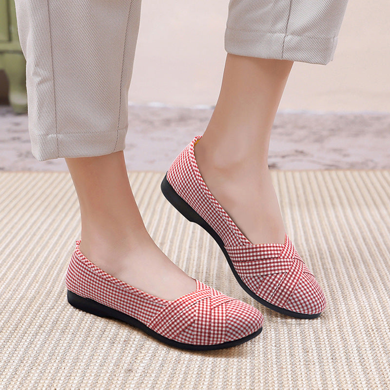 Women's Sole Ceremonial Polyurethane Old Cloth Low-cut Canvas Shoes Newgew