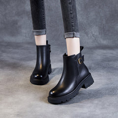 Women Classic Stylish Leather Lug Sole Boots Newgew Shoes