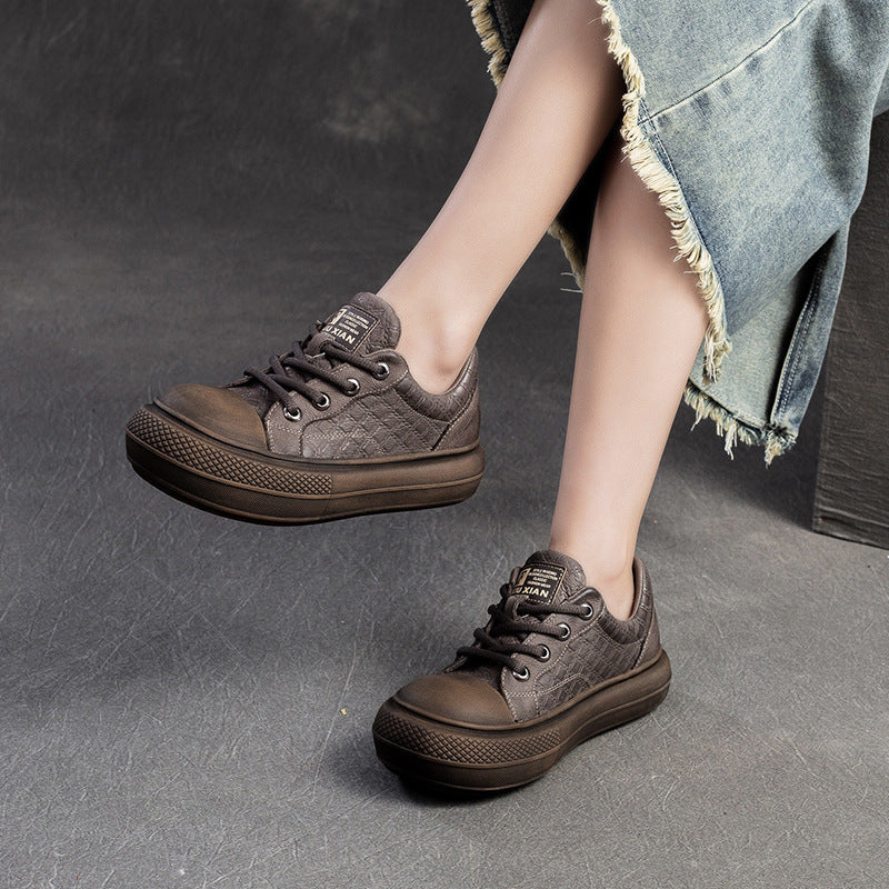 Women Retro Style Leather Flat Casual Shoes Newgew Shoes