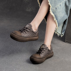 Women Retro Style Leather Flat Casual Shoes Newgew Shoes