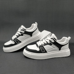 Men Color Matching Leather Skate Casual Sneakers Newgew Shoes