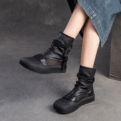 Women Classic Soft Leather Mesh Casual Boots Newgew Shoes