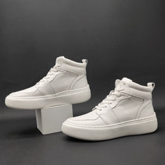 Men Cowhide Casual White Ankle Sneakers Newgew Shoes