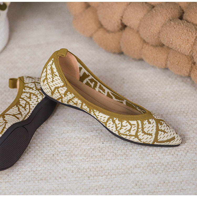Pointed Knitted Egg Roll Flat Flying Woven Shoes NewGew