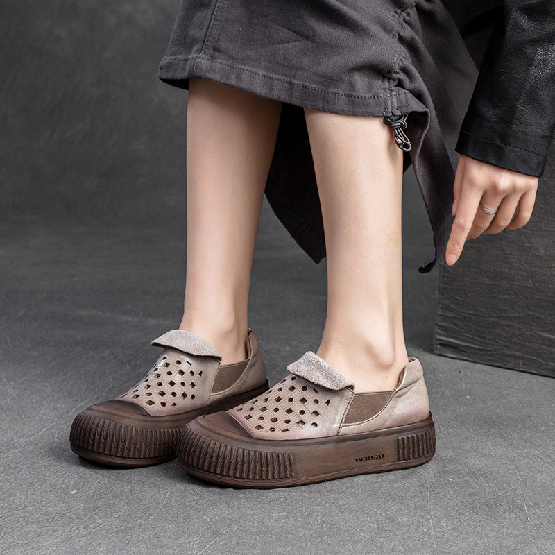 Women Minimalist Breathable Leather Flat Casual Shoes Newgew Shoes