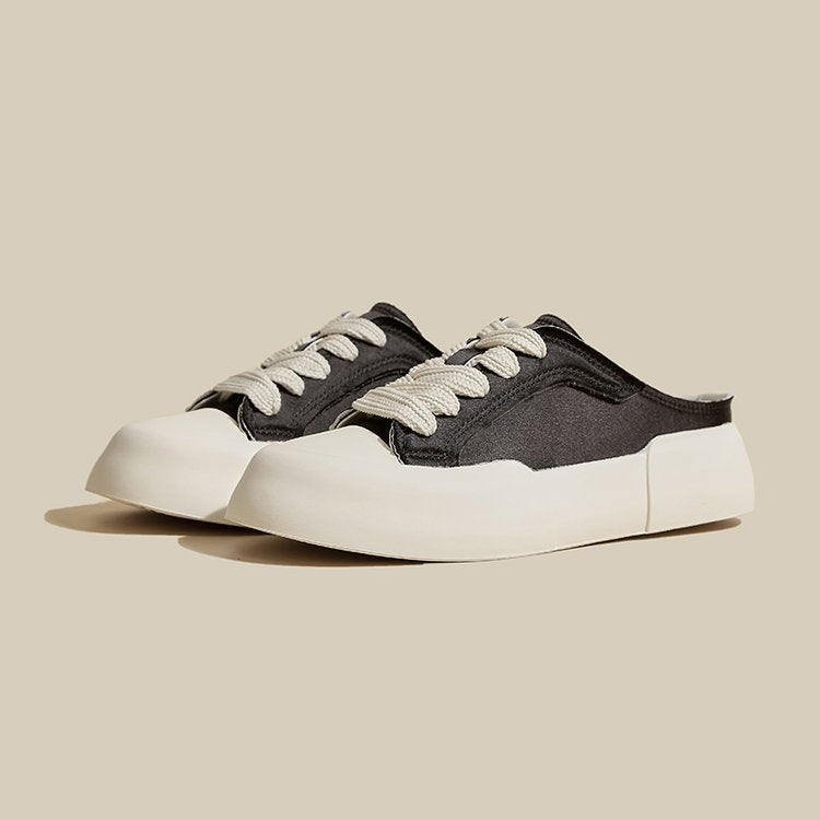 Women's Summer Thick Bottom Satin White Canvas Shoes Newgew