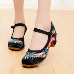 Women's Embroidered Cheongsam Cloth Dance Ethnic Style Canvas Shoes Newgew