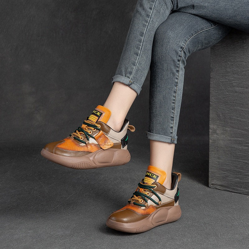 Women Fashion Patchwork Leather Casual Shoes Newgew Shoes