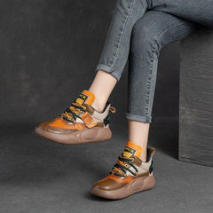 Women Fashion Patchwork Leather Casual Shoes Newgew Shoes