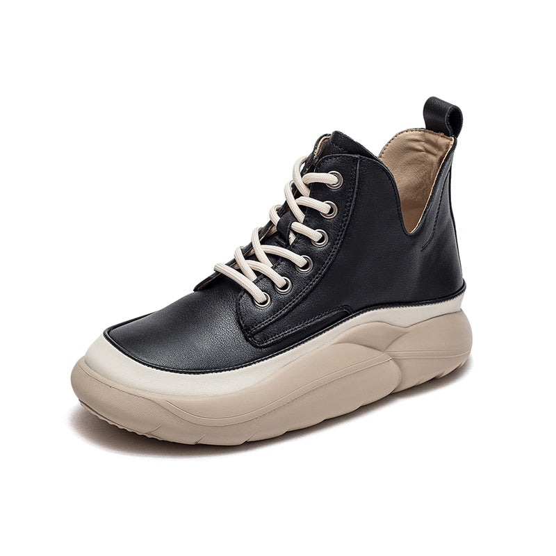 Women Fashion Leather Thick Sole Casual Shoes Newgew Shoes