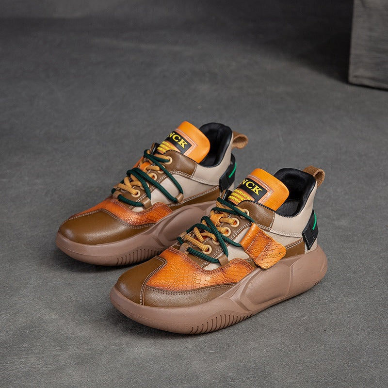 Women Fashion Patchwork Leather Casual Shoes Newgew Shoes