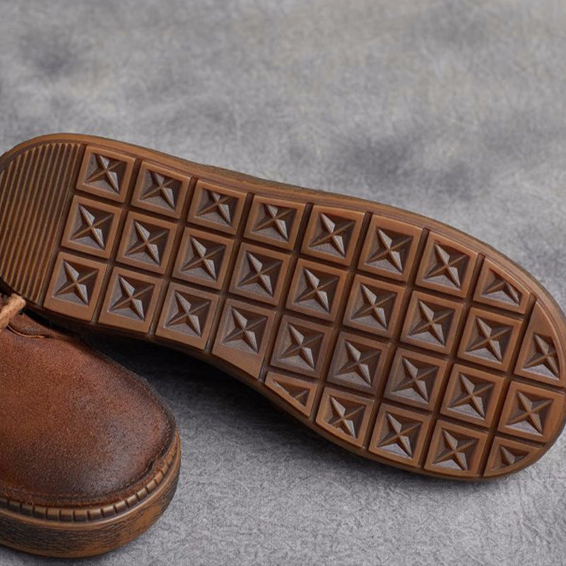 Women Retro Handcraft Leather Soft Casual Shoes Newgew Shoes