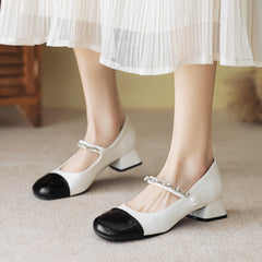 Women Minimalist Casual Low Chunky Heel Mary Jane Shoes Newgew Shoes