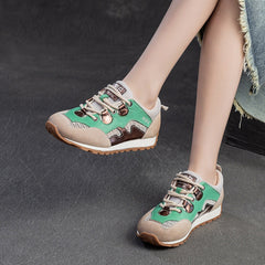 Women Fashion Breathable Mesh Leather Casual Sneakers Newgew Shoes