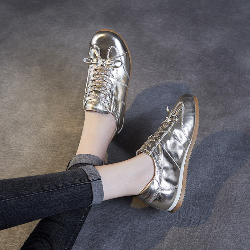 Women Minimalism Glossy Leather Casual Training Shoes Newgew Shoes