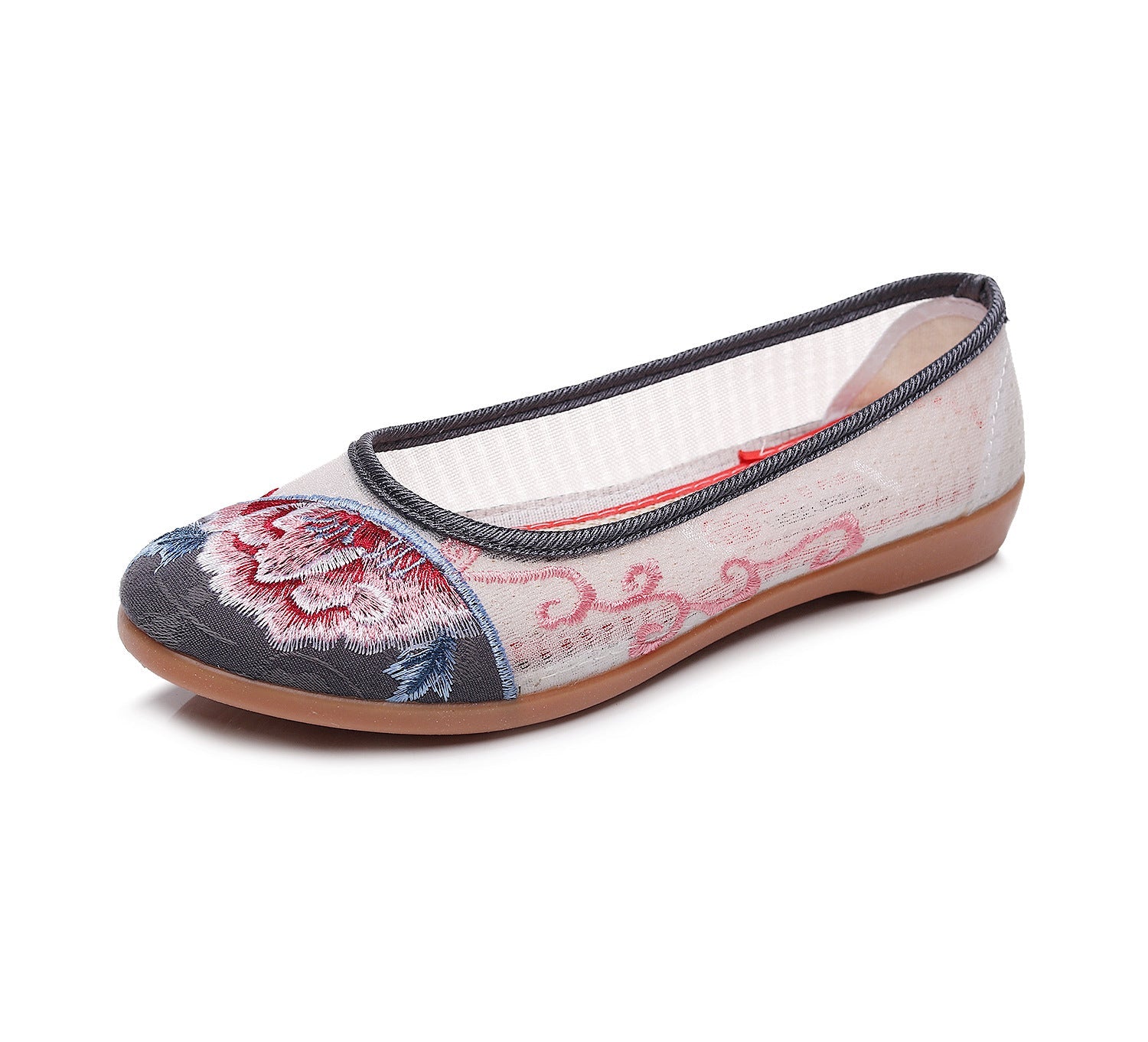 Women's Traditional Embroidered Tendon Bottom Breathable Canvas Shoes Newgew