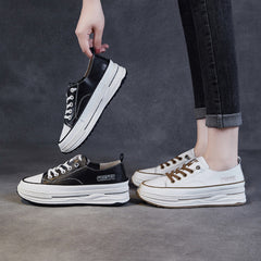 Women Fashion Leather Thick Soled Skate Casual Shoes Newgew Shoes