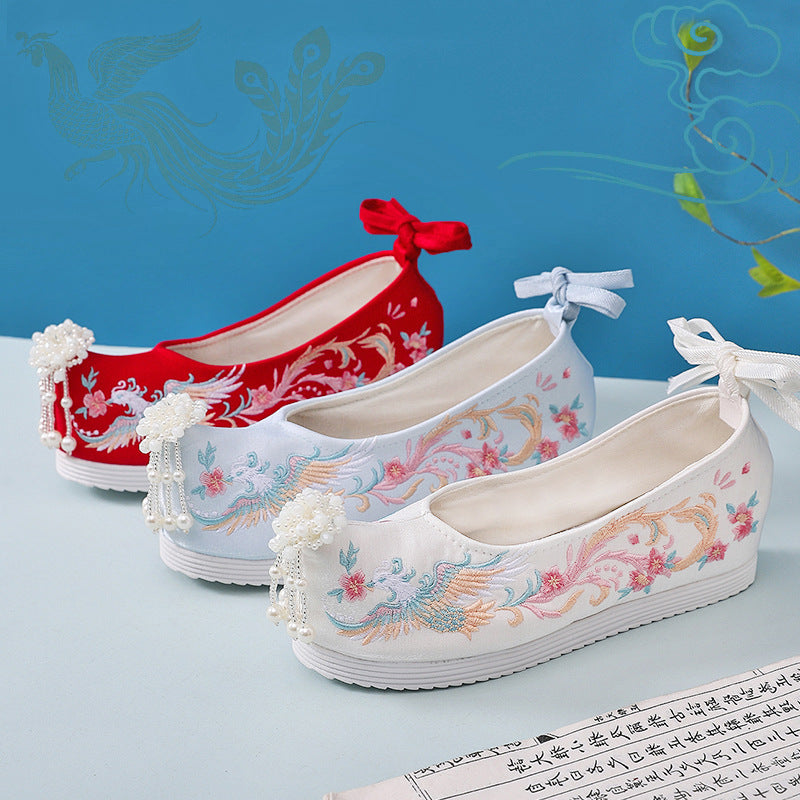 For Han Chinese Clothing Pearl Jacquard Antique Canvas Shoes Newgew