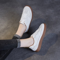 Women Soft Leather Fashion Casual Training Sneakers Newgew Shoes