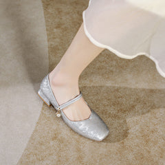 Women Minimalism Leather Chunky Low Block Pumps Newgew Shoes