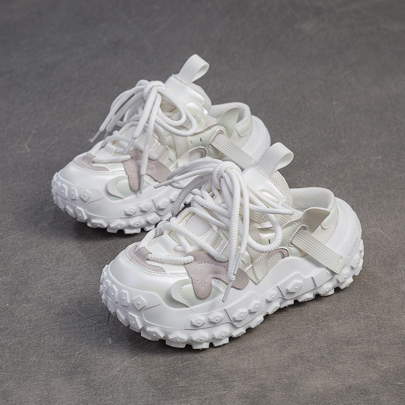 Women Retro Patchwork Low Top Platform Casual Shoes Newgew Shoes