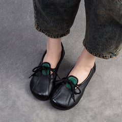 Women Retro Minimalist Leather Casual Soft Flats Newgew Shoes