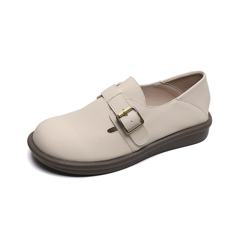 Women Minimalism Retro Soft Leather Casual Loafers Newgew Shoes