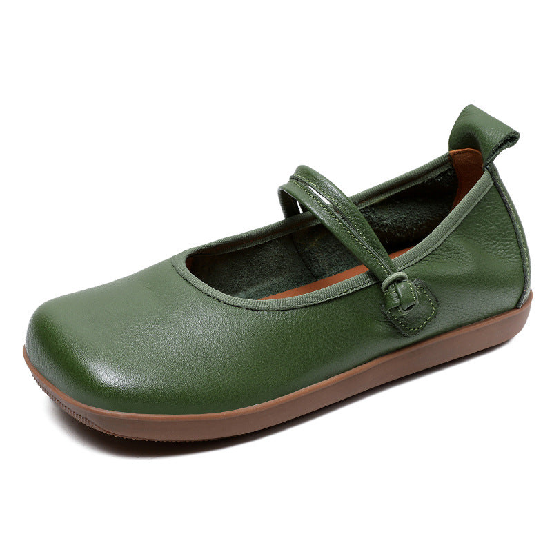 Women Retro Pure Leather Soft Casual Flats Newgew Shoes