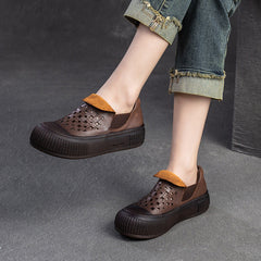 Women Minimalist Breathable Leather Flat Casual Shoes Newgew Shoes