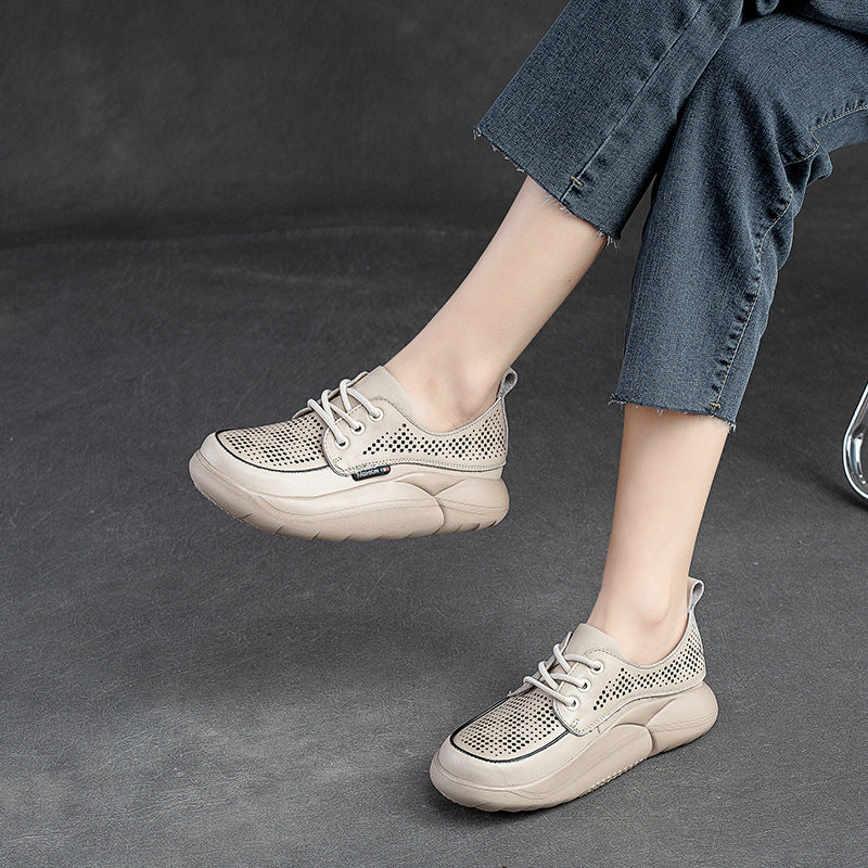 Women Fashion Breathable Hollow Leather Casual Shoes Newgew Shoes