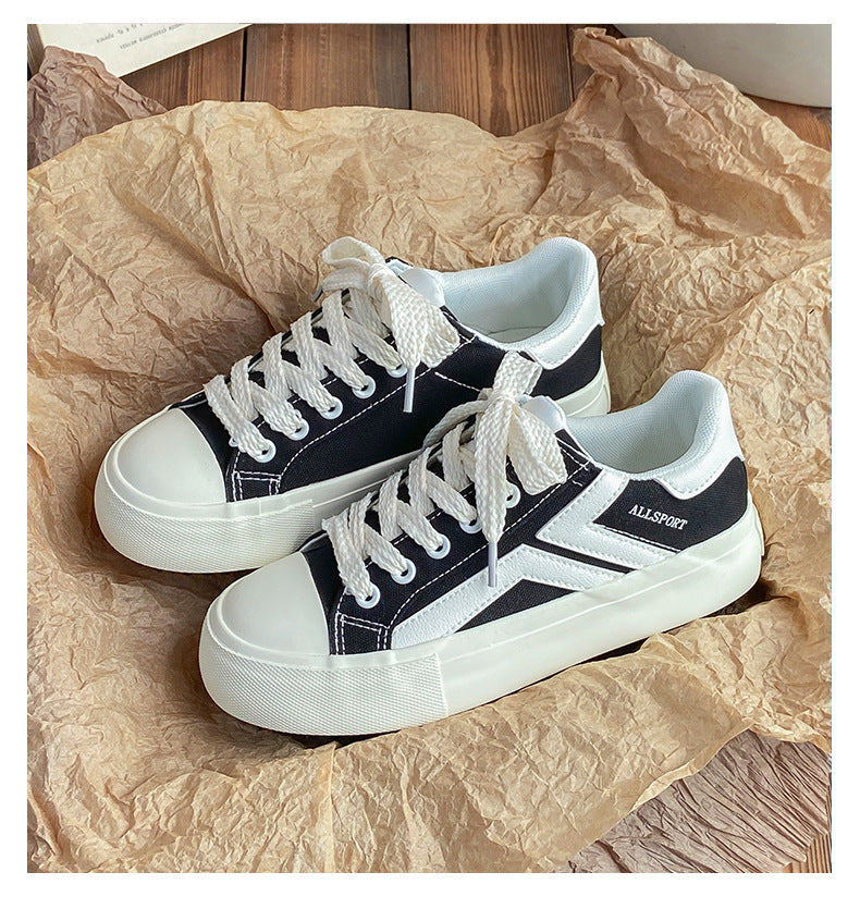 Women's Spring Thick-soled Big Toe Biscuit Shape Canvas Shoes Newgew