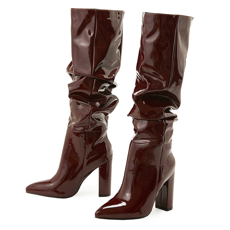 Retro Flair Below-The-Knee Platform Boots Newgew