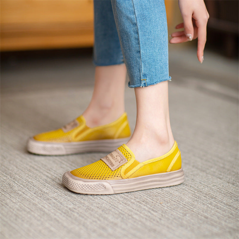 Women Minimalist Hollow Leather Flat Casual Shoes Newgew Shoes