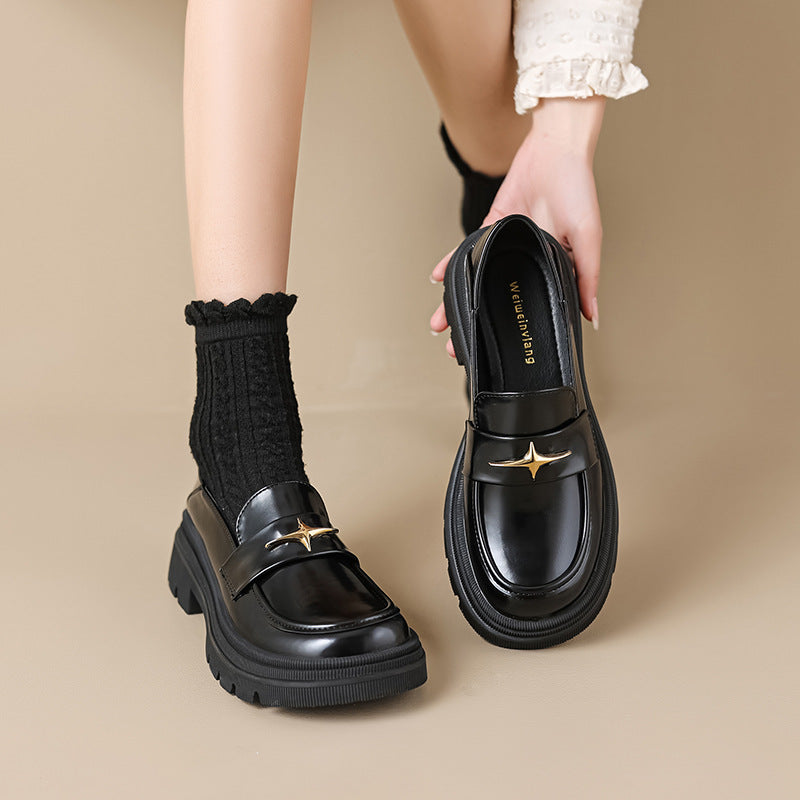 Women Retro Spring Black Casual Loafers Newgew Shoes