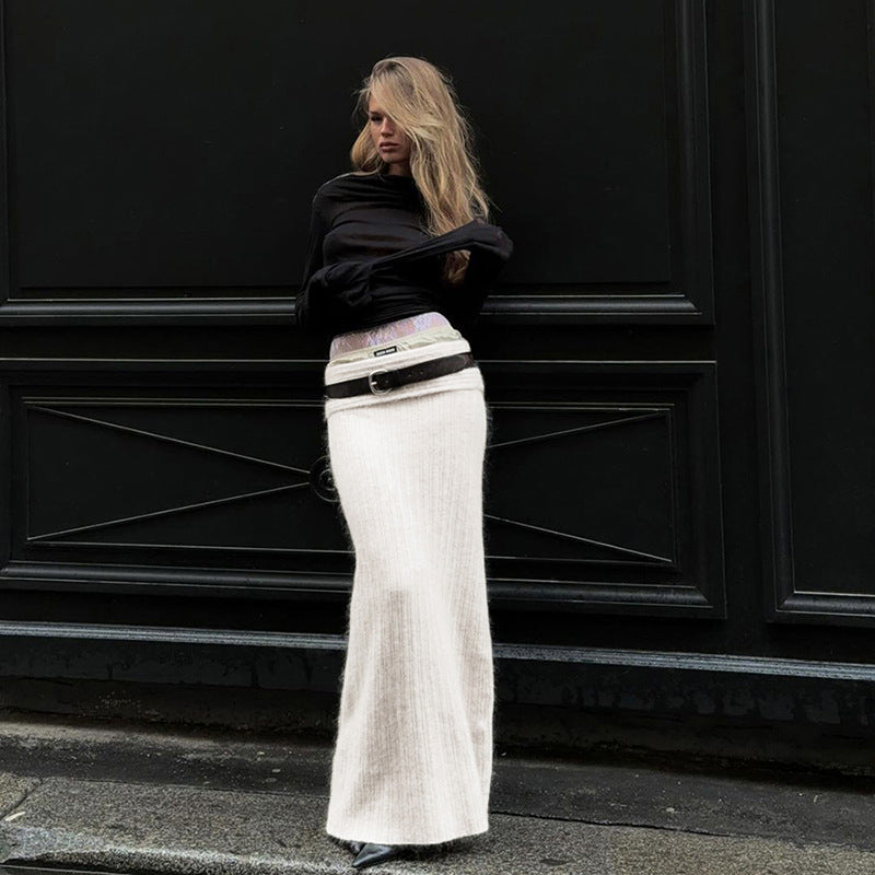 Stretch Off-Shoulder Sweater And Long Skirt Set Newgew Dresses