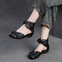 Women Retro Soft Leather Flat Casual Sandals Newgew Shoes