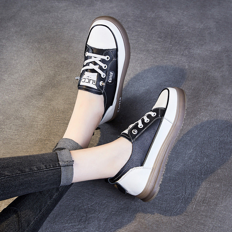 Women Fashion Leather Flat Slip-on Casual Shoes Newgew Shoes