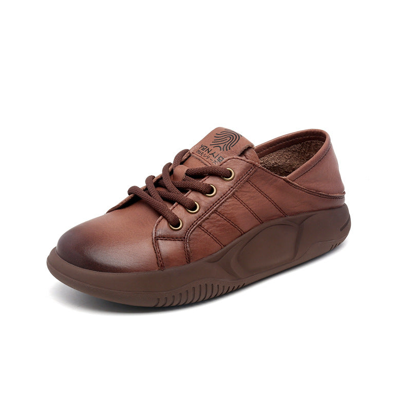 Women Leather Handmade Flat Casual Shoes Newgew Shoes