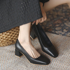 Women Soft Minimalist Chunky Heel Pumps Newgew Shoes