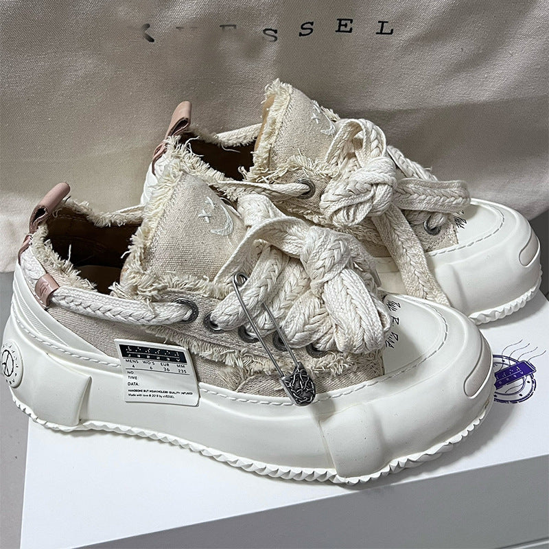 Women's Candy Hidden Big Head Smiley Face Beggar Canvas Shoes Newgew