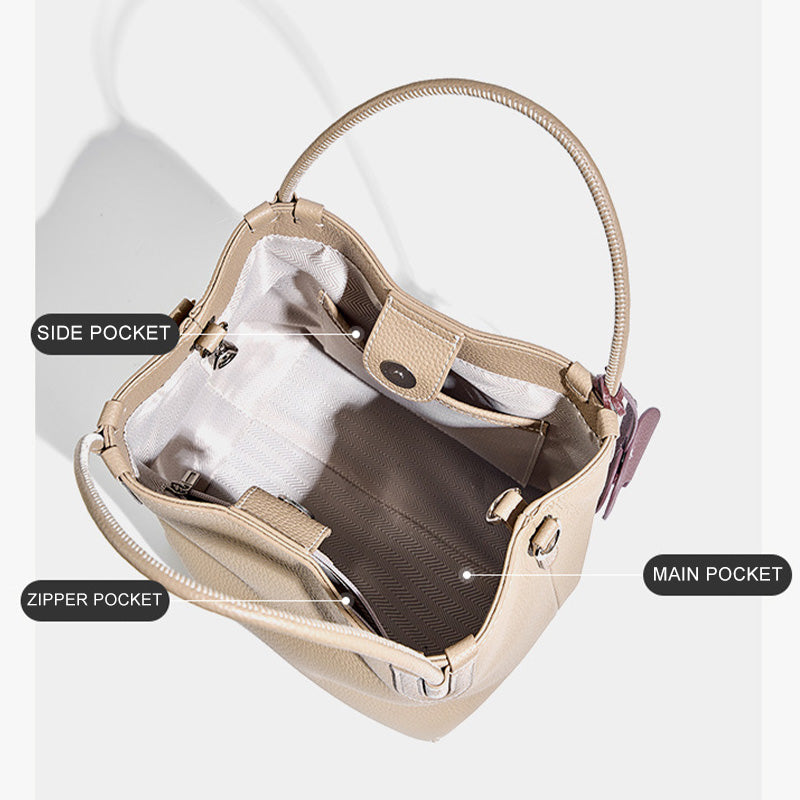 Women Minimalist Leather Fashion Cross Body Bucket Bag Newgew Shoes