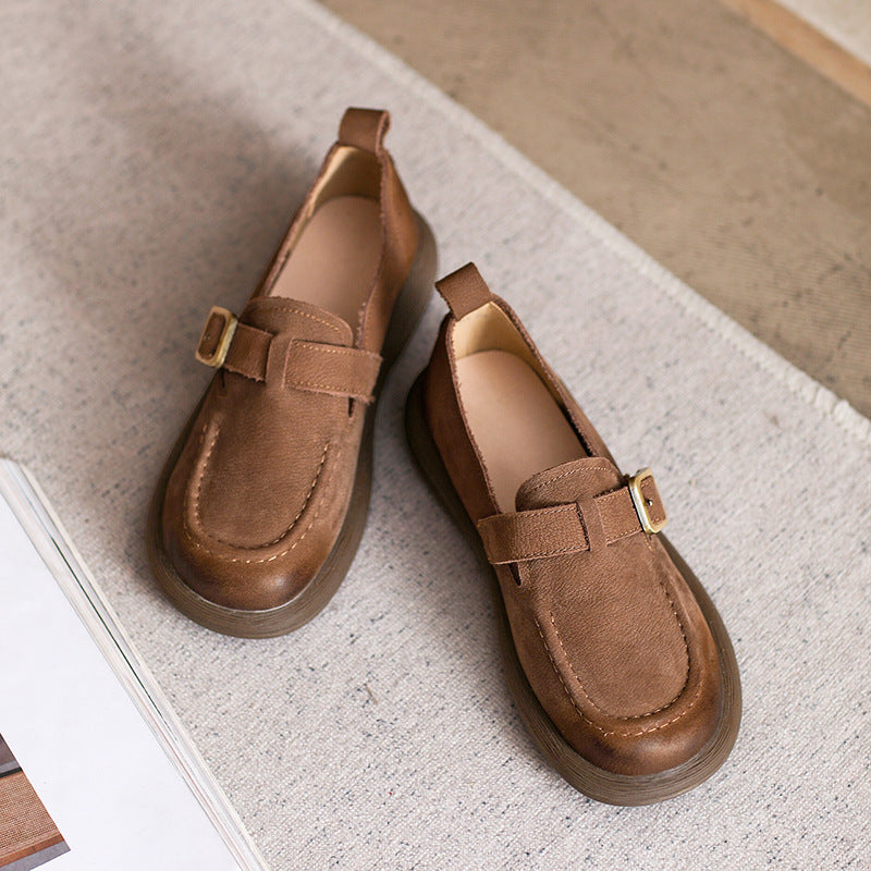 Women Retro Leather Flat Casual Loafers Newgew Shoes