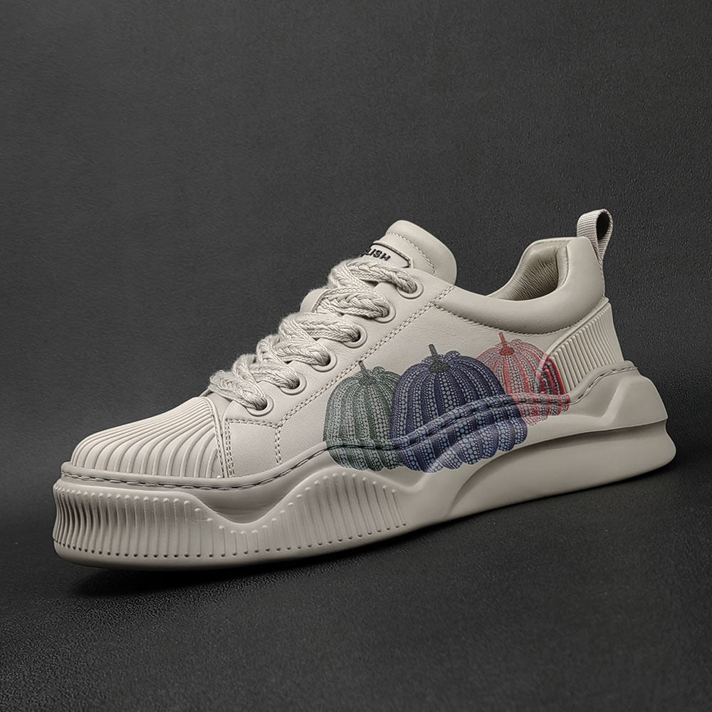 Men Fashion Print Leather Flat Casual Shoes Newgew Shoes